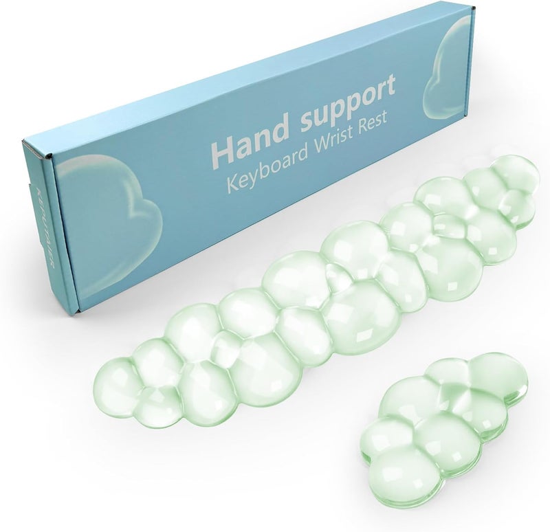 KEPUTAIER Gel Cloud Keyboard and Mouse Wrist Rest, Cute Wrist Support and Arm Support Keyboard Rest for Keyboard and Mouse Typing Pain Relief，Suitable for Office/Computer/Laptop/Gaming （Green） - Image 1